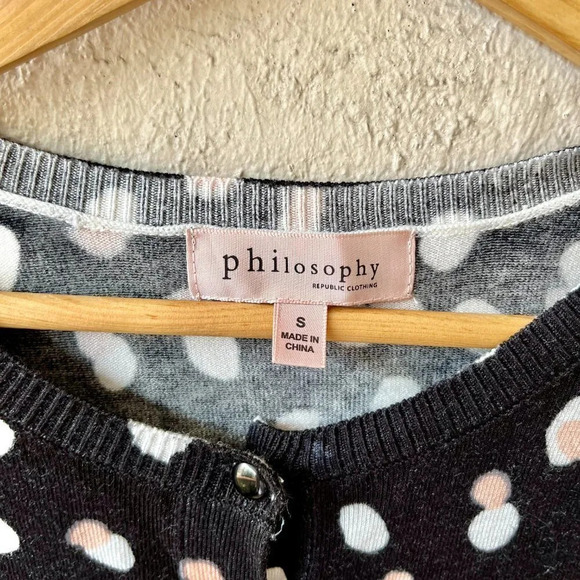 NEW Philosophy Dots Black and White Cardigan Sweater Size Small - Picture 6 of 7